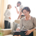 psychologist making notes while couple
