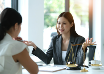 A mom seeks legal counsel during a divorce process.