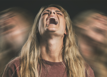 A woman feels dizzy.