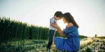 A little son resting on a mom